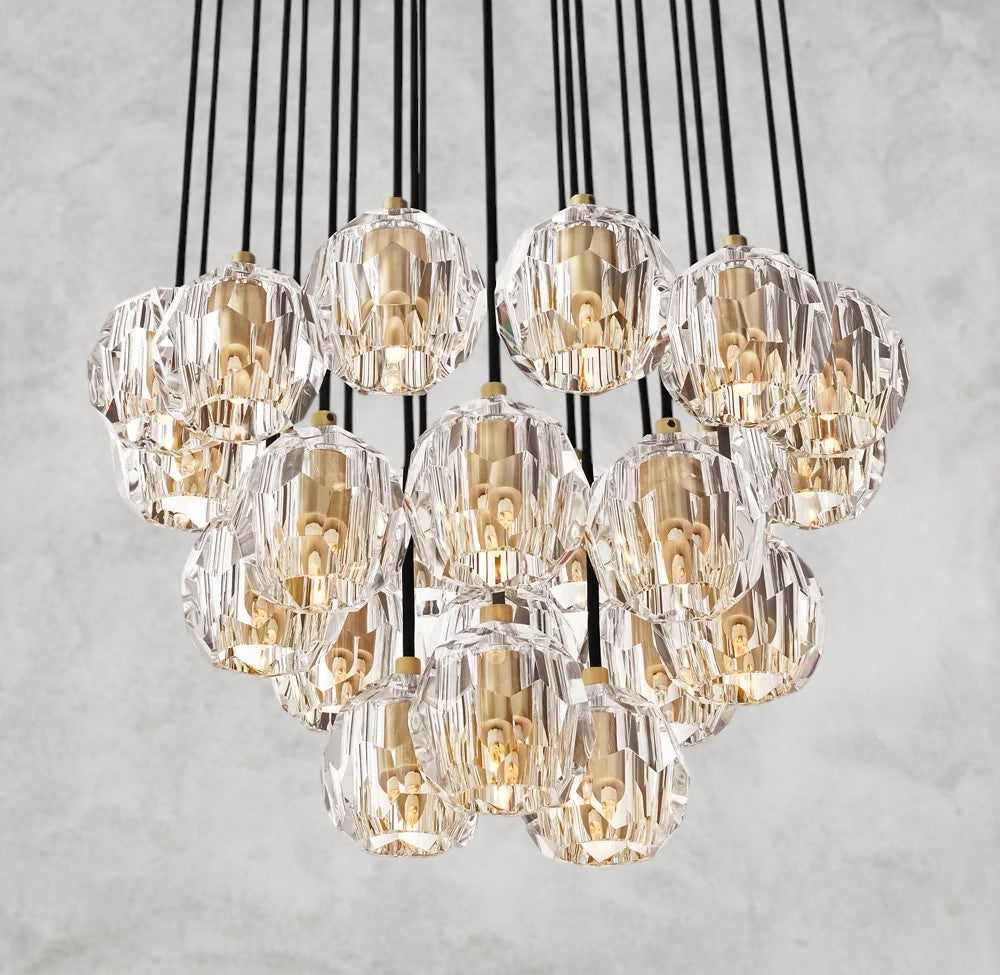 Boule De Cristal Clear/ Smoke Glass Round Cluster Chandelier 14", 19", 24", 30", 40"